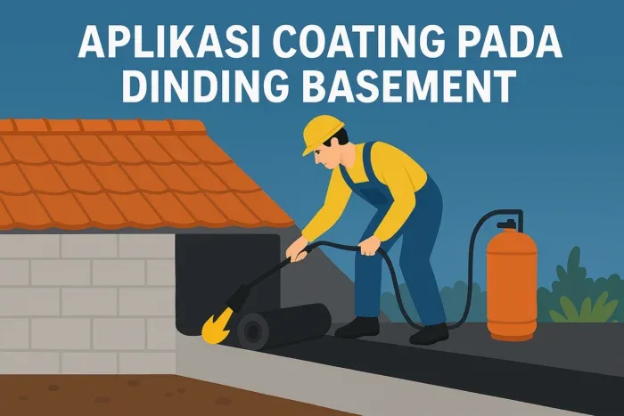gambar/ilustrasi:aplikasi coating pada dinding basement